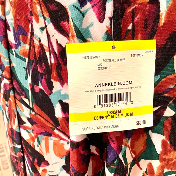 Anne Klein Women's Pull On Skirt sz M Floral Multicolor Leaves NWT - Picture 7 of 10